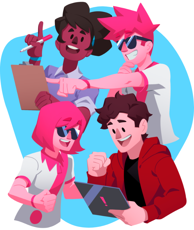 Ilustração da equipe Eludico planeando um projeto